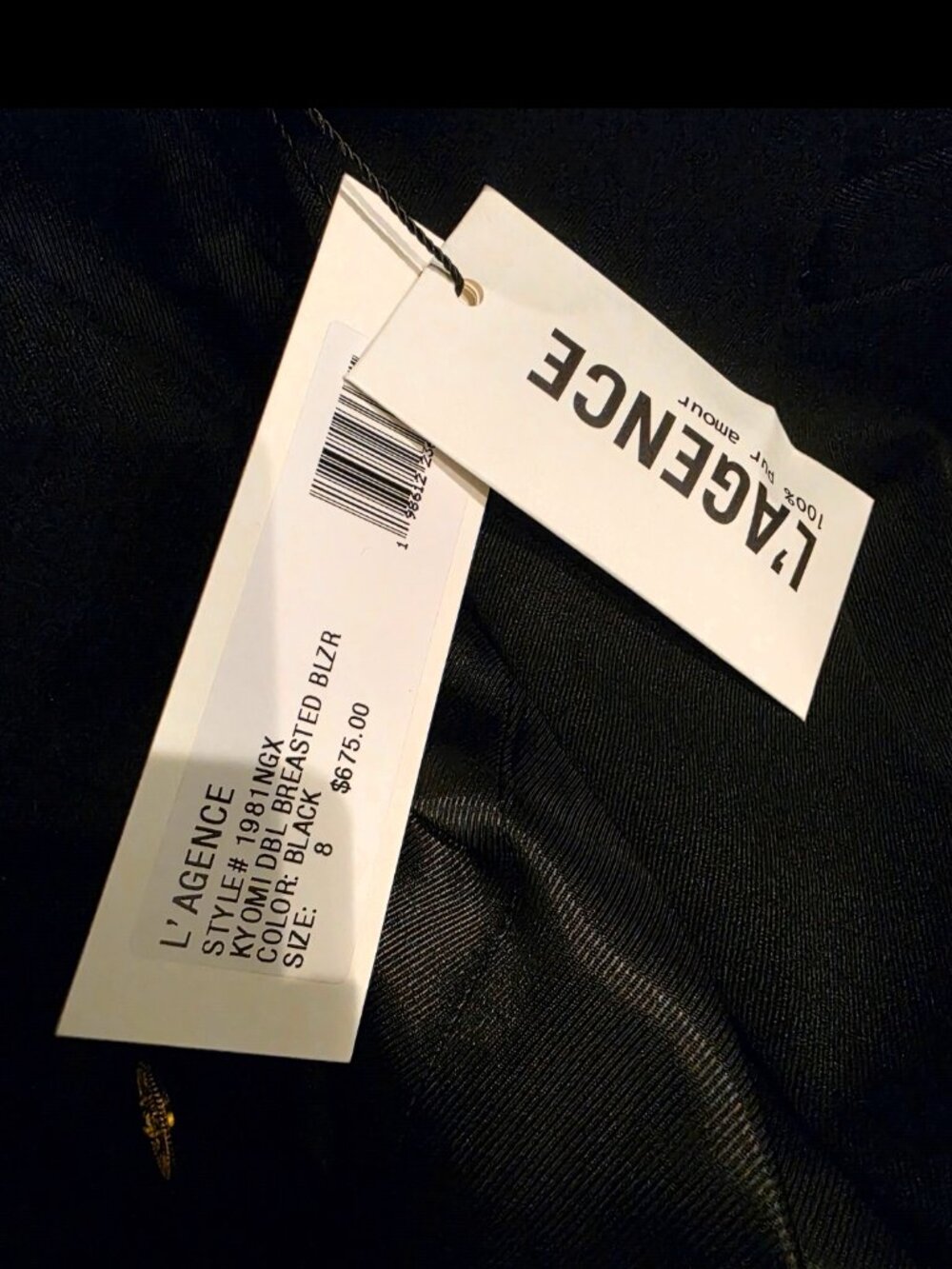 NWT Black L'AGENCE Kyomi Double Breasted Blazer Size 8 - Picture 7 of 7